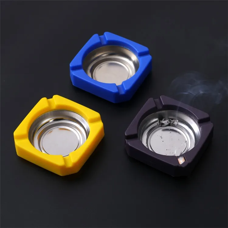 Hot Promotional gift durable family bar square/ round ashtray stainless steel thickened hotel restaurant ashtray 9064