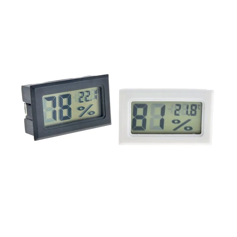 Termometro ambientale LCD digitale mini bianco / nero all'ingrosso Igrometro Misuratore di temperatura di umidità nella ghiacciaia del frigorifero della stanza Spedizione gratuita juchiv