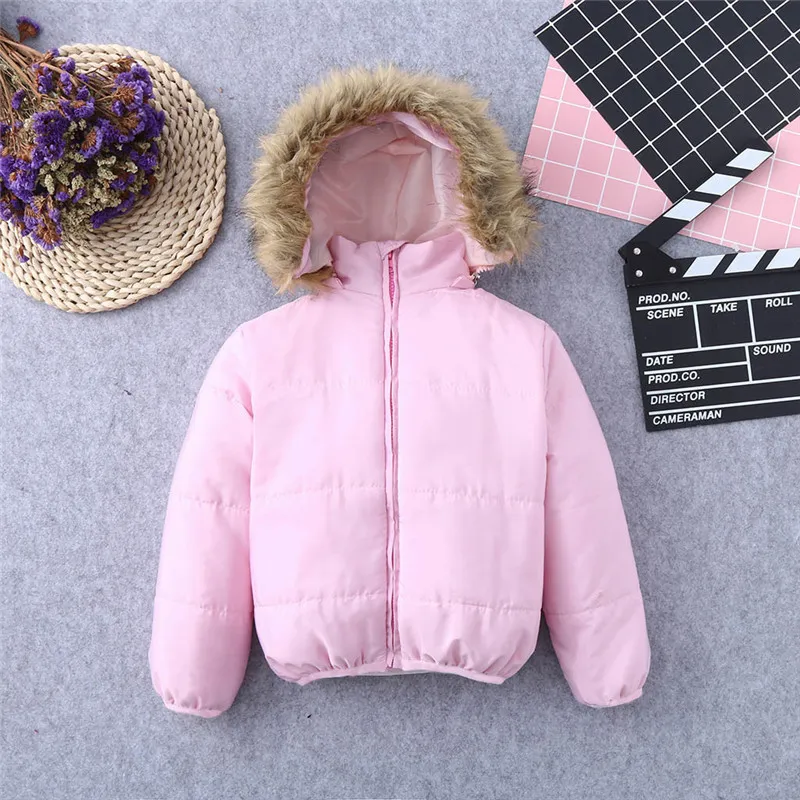 Kids Baby Toddler Boy Girl Warm Faux Fur Hooded Winter Jacket Coat Outerwear #3J24 (50)