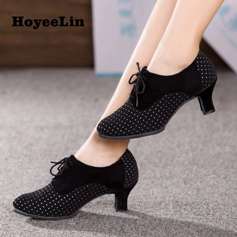 Chaussures De Danse Latine Femme – Bout Fermé, Talon Moyen, Confortables, Pour Salsa, Bachata, Tango