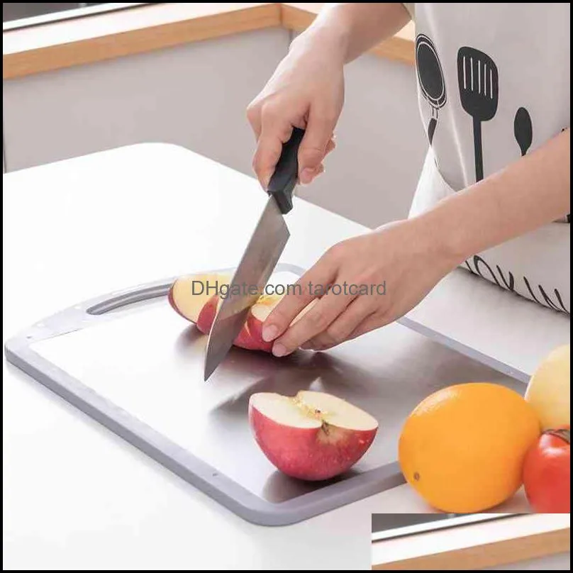 Double-Sided Cutting Board Stainless Steel & PP Chopping Boards For Cutting Meat Fish Vegetables Fruits Chopping Blocks H-0047