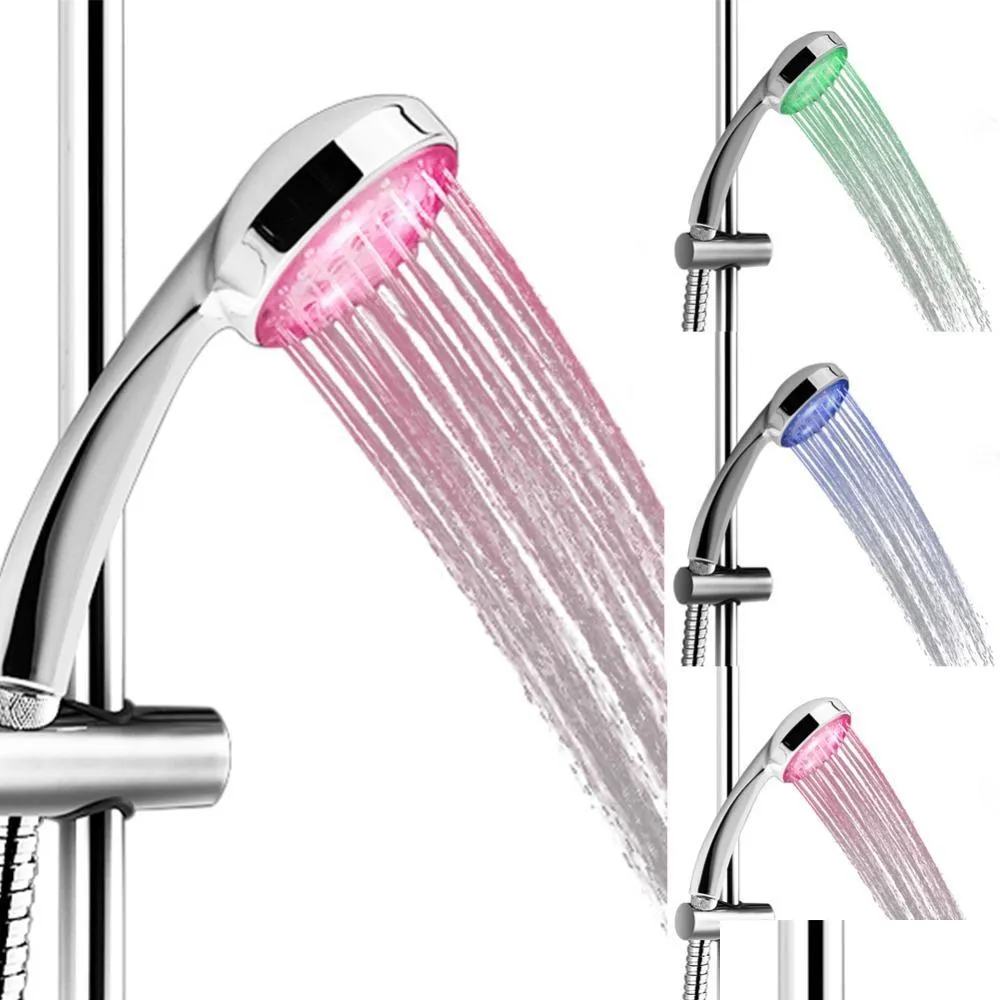 wholesale- handheld 7 color led romantic light water bath home bathroom shower head glow