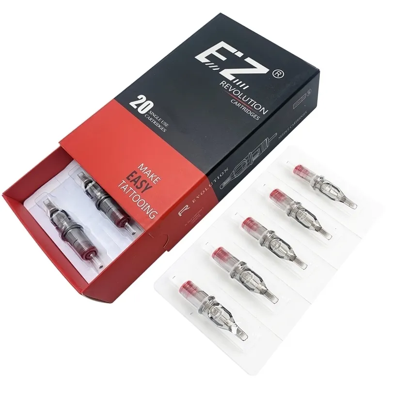 EZ Revolution Tattoo Needles Cartridge Curved Magnum Round # 10 (0.30 mm) Lange Taper 5.5 Supply 20 stks / doos 211229