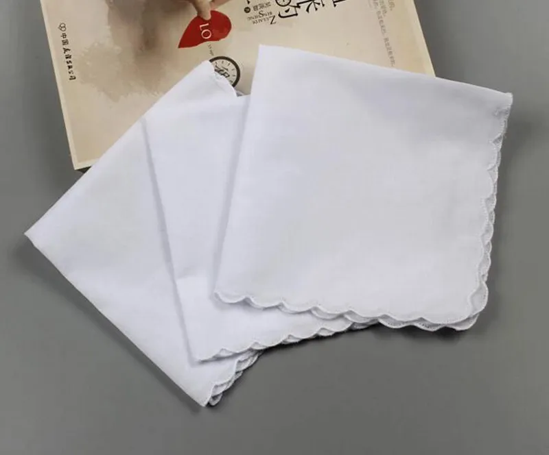 120 pcsCotton Mouchoir Serviettes Cutter DIY Blanc pétoncle Mouchoir Décoration De Fête Serviettes En Tissu Artisanat Vintage Hanky Oman Cadeaux De Mariage