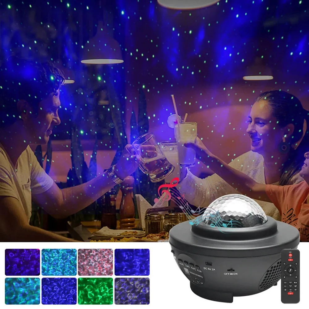 LED Star Projector Night Light Galaxy Starry Night Lamp Ocean Wave Projector  With Music Bluetooth Speaker Remote Control For Kid From Sincerityderect,  $32.16