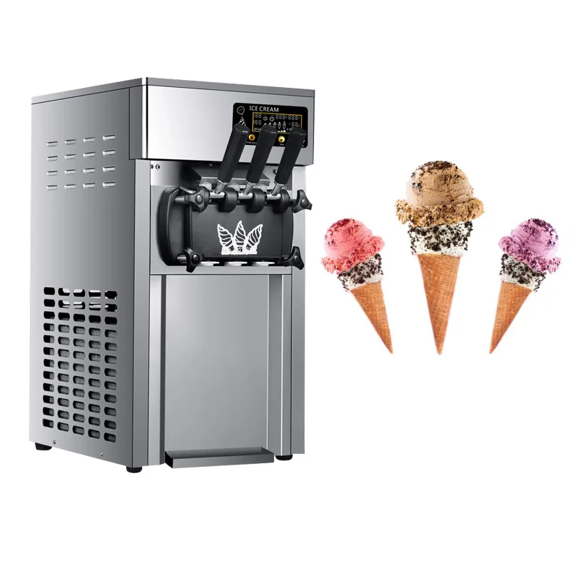 Electric ice cream machine for sale stainless steel sundae cone maker 2+1flavors