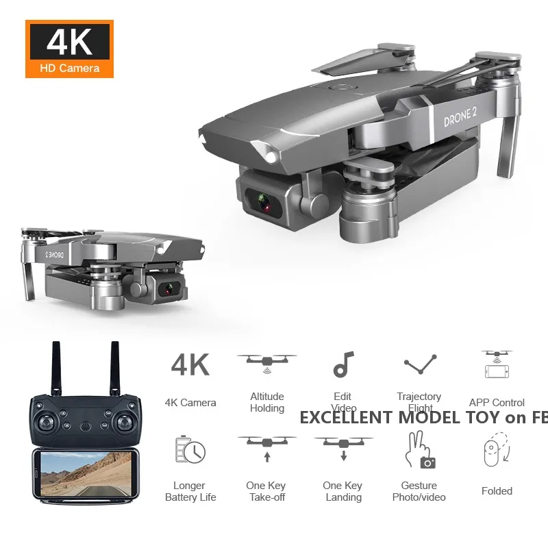 E68 4K HD Camera WIFI FPV Mini Beginner Drone& Boy Toy, Simulators, Track Flight, Adjustable Speed, Altitude Hold, Gesture Photo Quadcopter, Christmas Kid Gift, 3-2