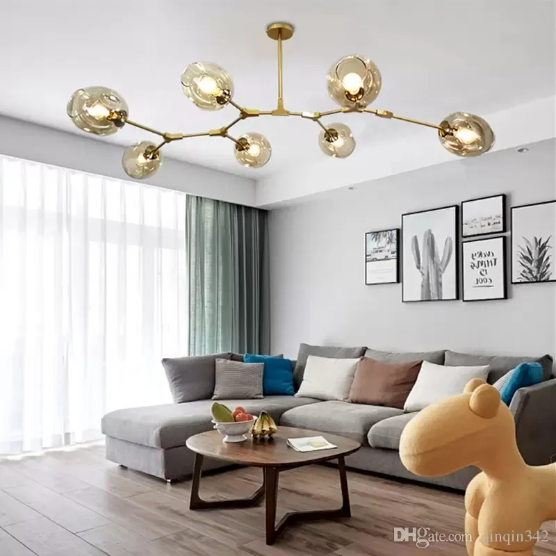 EMS New Globe Glass Lamp Chandeliers Lights Nordic Modern Chandelier Light Lighting Pendent Ball Lamp 110v-220v