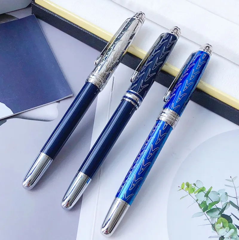 PURE PEARL 163 Fountain Rollerball Ballpoint pen Le Petit Prince High Quality Silver Metal Cap and Deep Blue Precious Resin Barrel301d