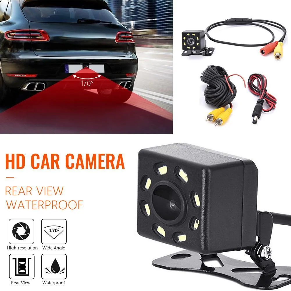 LEXXSON Telecamera Posteriore HD CCD Con 8 LED E Visione Notturna | Angolo 170°, Impermeabile IP68 Per Auto E Camper