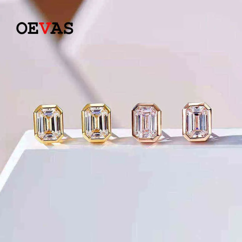NXY Oorbellen OEVAS 100% 925 Sterling Zilver 1 Carat Square High Carbon Diamond Stud voor Vrouwen Fonkelende Bruiloft Fijne Sieraden 0125