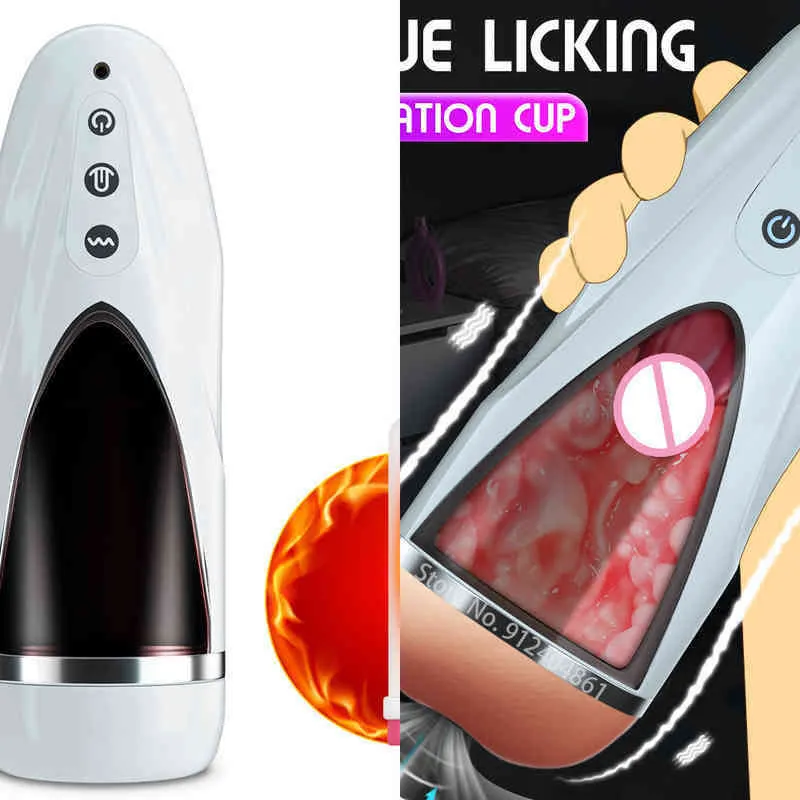 NXY Onani Cup Taza de Masturbación Para Lamer La Lengua Hombres, Juguete Automático Con Textura 3D Vagina Real, Bolsillo Vagina, 10 Modos 1207