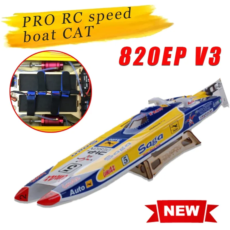 Pro RC Speed ​​Boat Cat 820ep V3 Twin Brushless Motor w / 80A Esc * 2 e servo nuovo