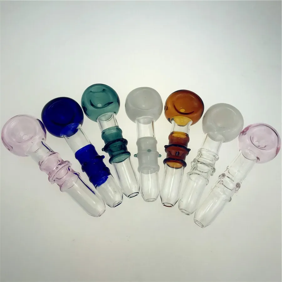 Tobaksgurka Hand Heady Glass Pipes Pyrex Spoon Bongs Oil Burners Nail Reting Pipe Thick 8 Colors