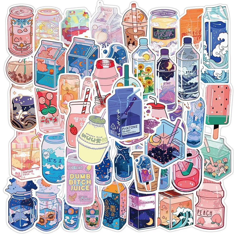 10/30/50PCS INS Style Cute Drink Adesivi per cartoni animati Laptop Chitarra Deposito Frigo Impermeabile Graffiti Sticker Decal Kid Classic Toy Car