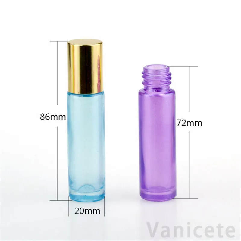 10ml Mini Roll On Roller Butelka Zapach Butelki szklane Rose Gold Essential Oil Butelka Perfume Perfume Contener 500 SZTUK T1I3497