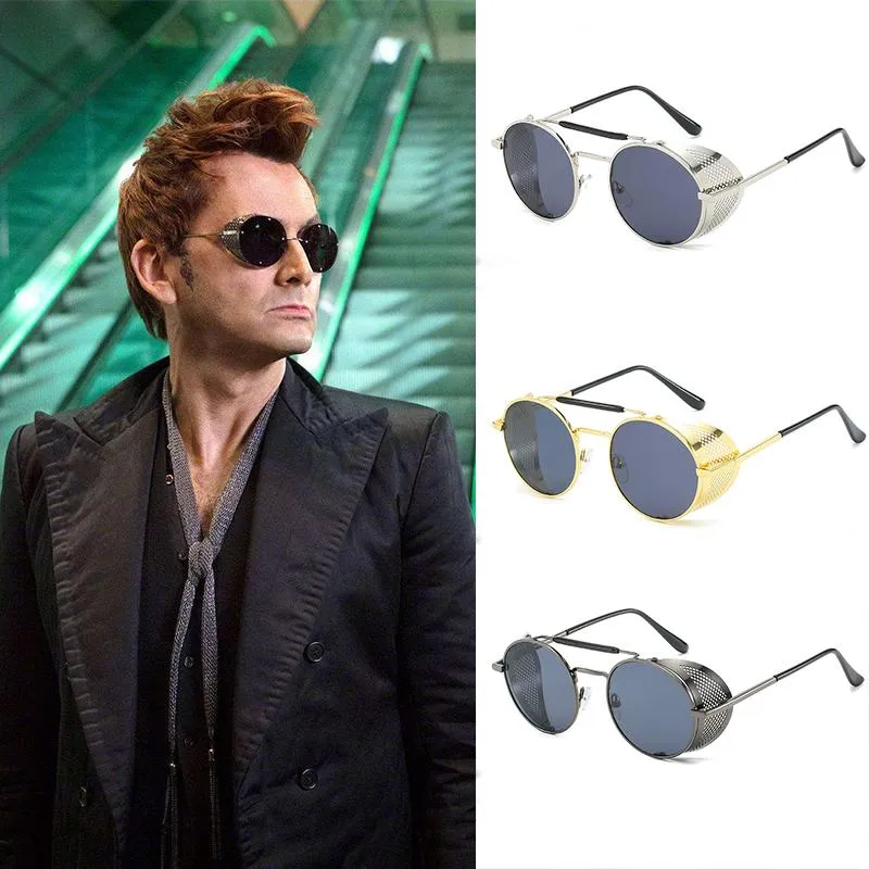 Nuevo TV Buenas gafas presague las gafas de sol Aziraphale Devil Omen Prop Steampunk Cosplay
