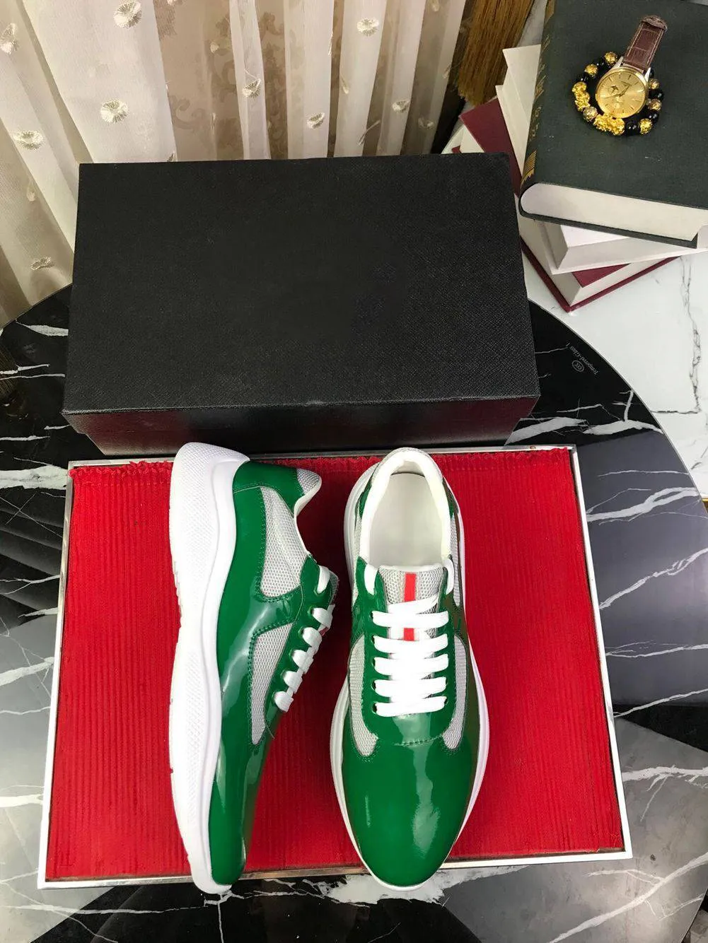 Echt lederen sneakers groene designer sneakers luxe ontwerpers schoenen herenschoenen wandelschoen heren sneakers 2021 Chaussures nieuwste