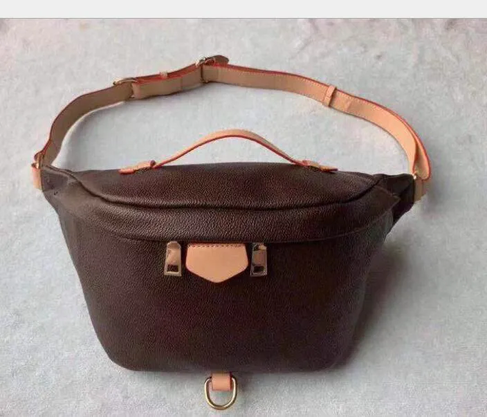 Wholesale waist bags New Fashion Real Leather Brown flower Handbags Women Bags Fanny Packs Waist Bags Handbag Lady Belt Chest bag High Quality