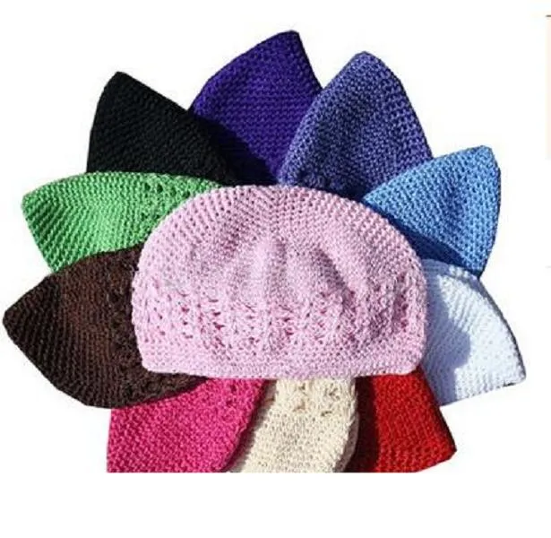 2022 new wholesale 20pcs size: M,L children cotton kufi caps Classic Knit Handmade kufi hats baby crochet beanie girl knited Skull