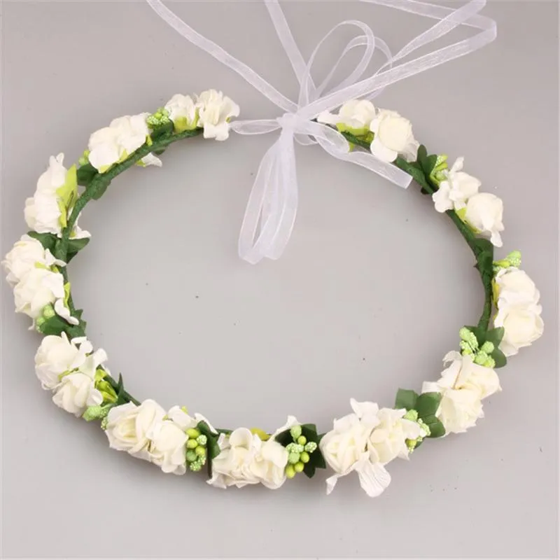 Adjustable Handmade Fabric Wreath Head Wear For Wedding Decorations Flower Crown Bride Hair Accessories Flower Wreaths