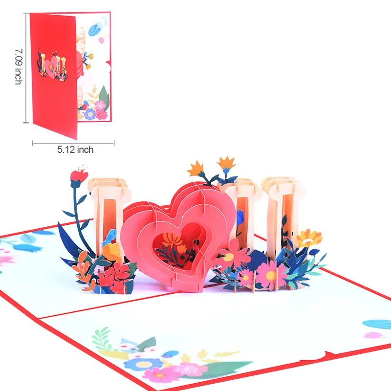 3D Three-dimensional Greeting Card Paper Sculpture Valentine's Day Cards Loves Holiday Blessing I Love You WH0243