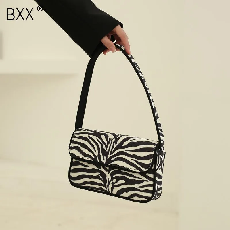 Shoulder Bags [BXX] Vintage Zebra Stripes For Women 2021 Spring Fashion Hand Bag Lady Trend Handbags And Purses HQ955