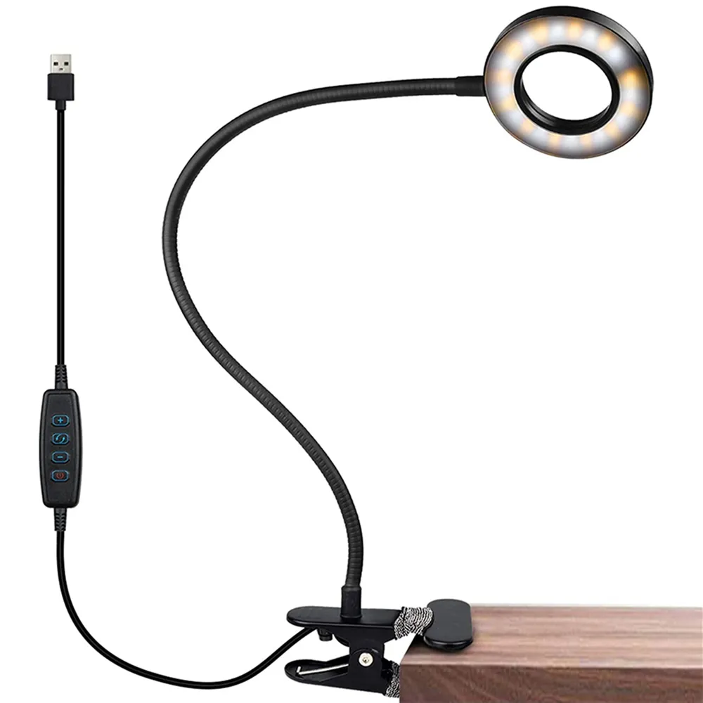 Flexible Gooseneck Book Light Reading Light With Clip On Design, Modes