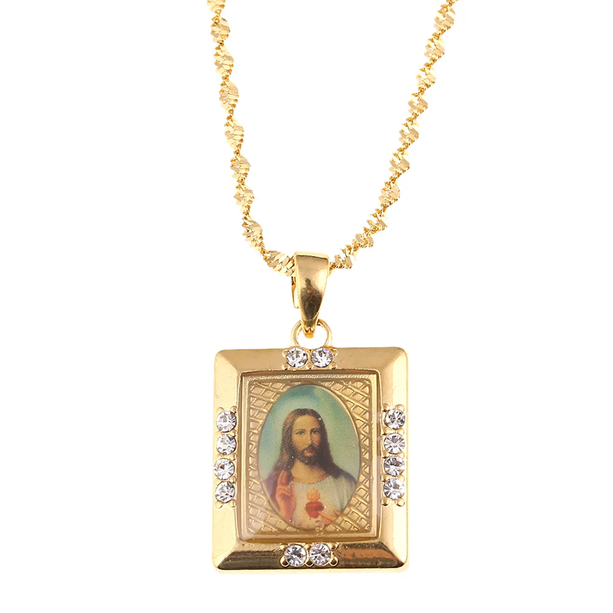 Kvinnor Män Kors Jesus Halsband Smycken Trendig Guldfärg Hängsmycke för Vintage Nytt uttalande Holiday Tillbehör