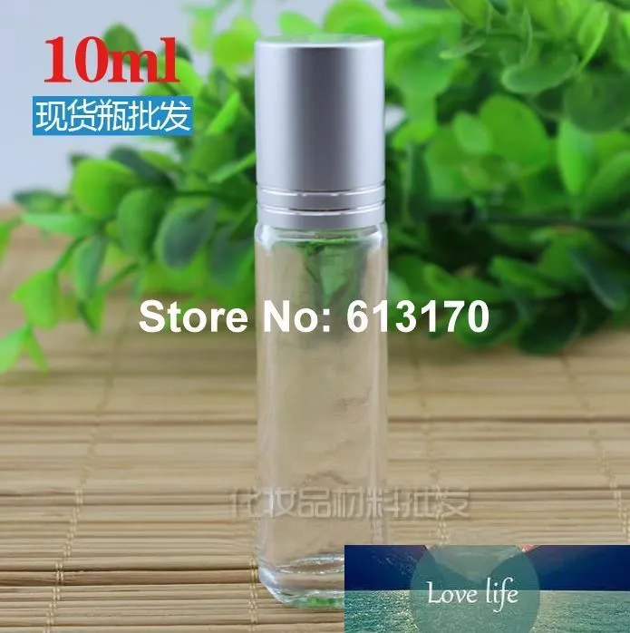 Make-up cosmetische container parfum roller glas 50 stks 10 ml 1 / 3oz parfum helder zilver deksel met tangent lijn rol op fles Darfur