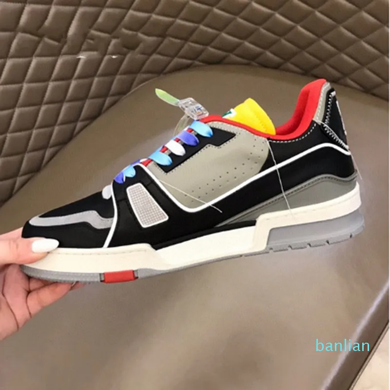 Moda Trainer Sneaker Intage Rahat Ayakkabılar Virgiller Timsah-Kabartmalı Siyah Gri Kahverengi Beyaz Yeşil Buzağı Deri Fransız Ablohs MENS111