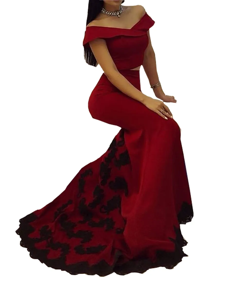 red graduation dress amazon V Neck Red Lace Prom Dresses, Red Lace Formal Graduation Dresses, US 2 / Custom Color / With Rush+$19.99 main image 0