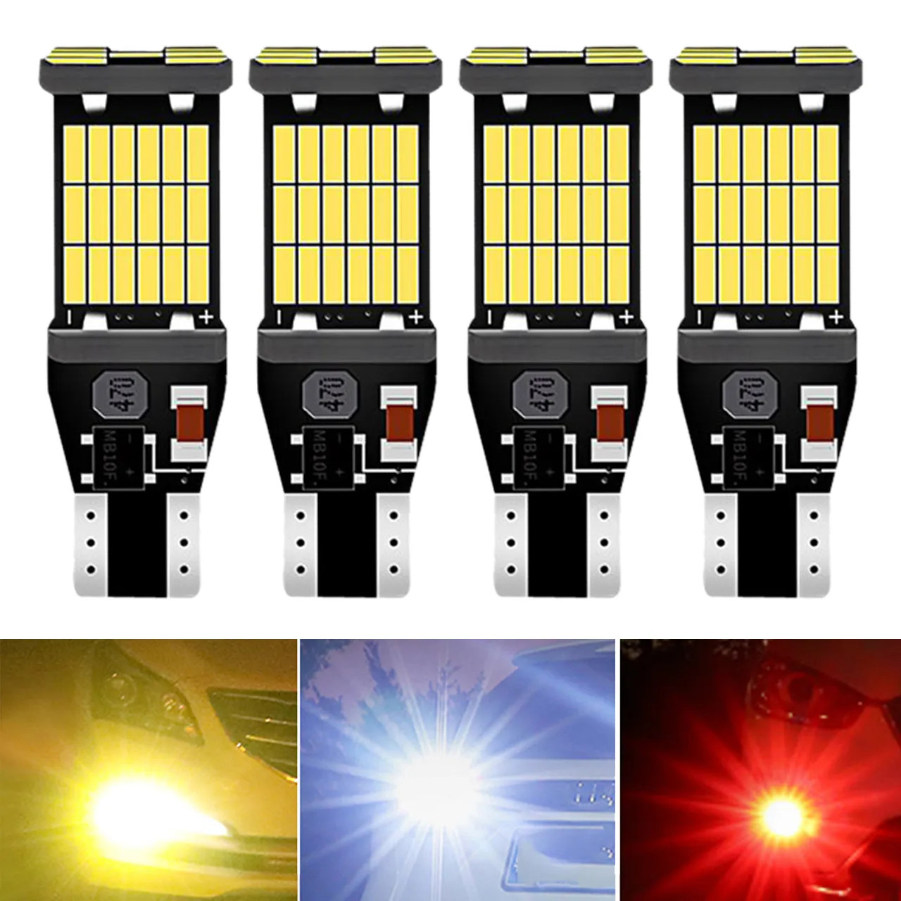 50ピース/ロットカンブスT15 W16W LED電球T16 921 912 906 LED Erroeフリー電球車逆光オートバックアップ電球4014 SMD