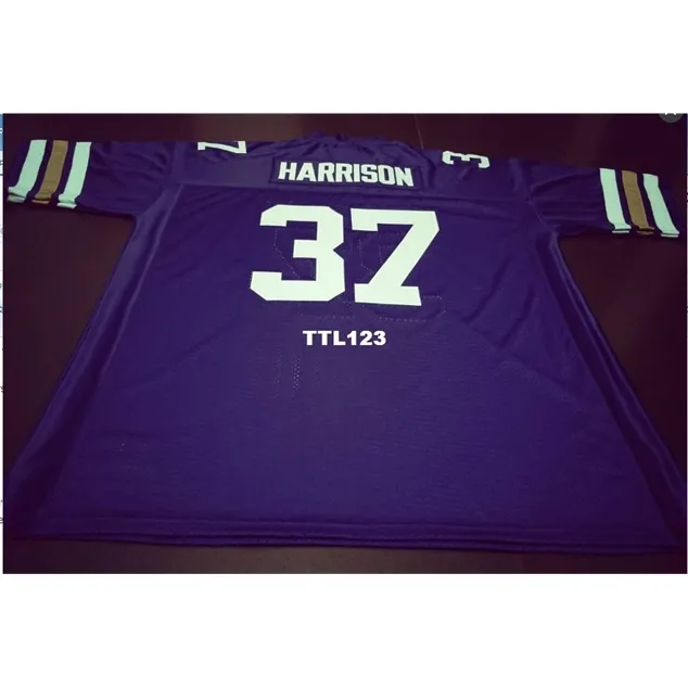 3740 # 37 Rodney Harrison Ocidental Illinois Roxo Colégio Jersey Tamanho S-4XL ou Personalizado Qualquer nome ou Number Jersey