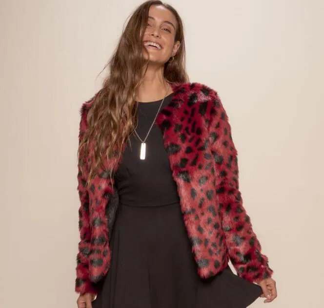 Outfit Red Cheetah Print Jacket New Short Red Spots Girls Leopard