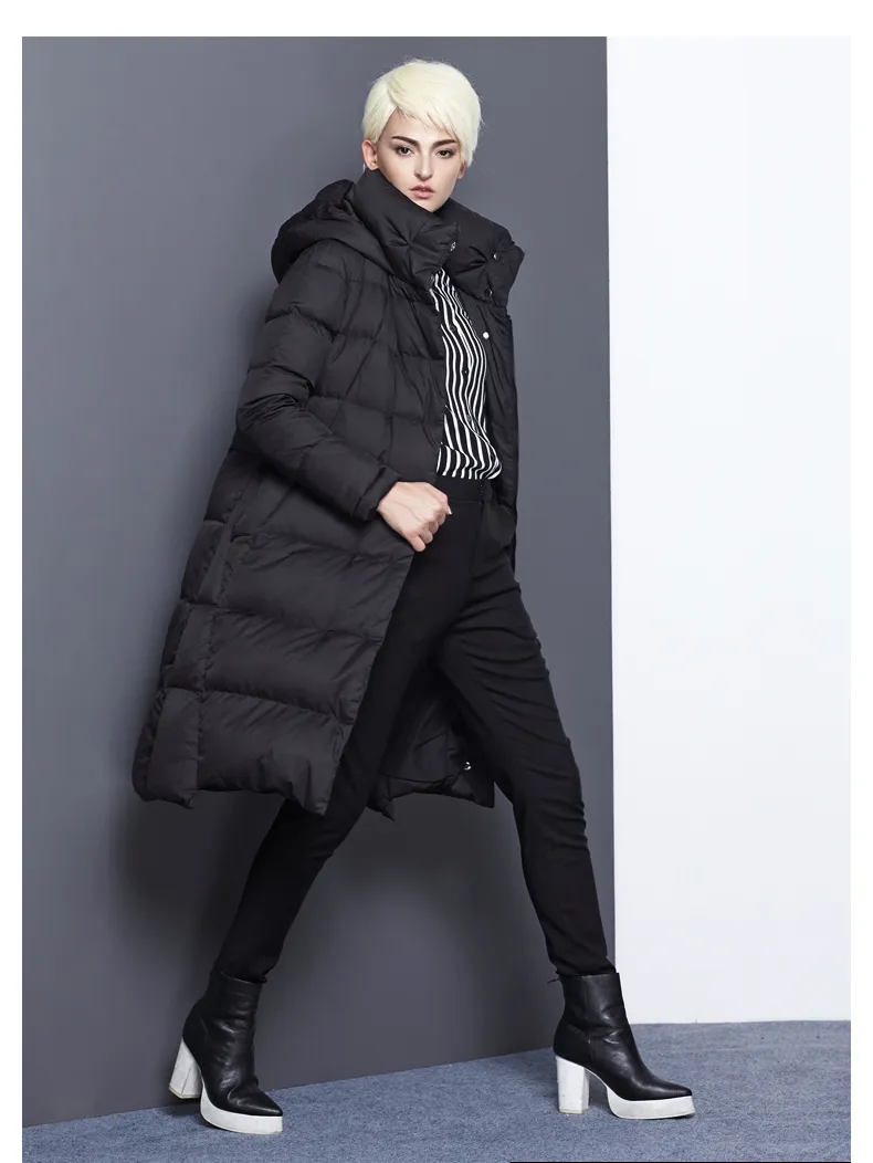Piumini Lunghi Invernali Da Donna Spessi Neri Blu Navy Rossi