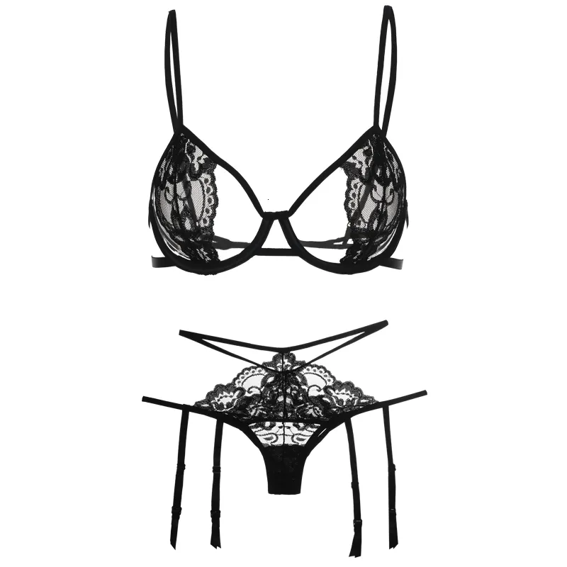 Ultra Thin Lace Bra And Panty Set Back With Suspenders Sexy See Through  Underwire Lingerie For Women LJ201031 From Jiao02, $12.73
