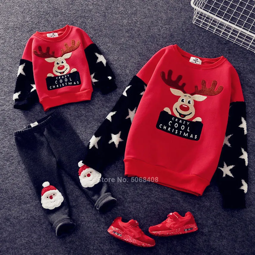 2020 Kerst Xmas Family Matching Pyjama's Hoodies Winter Warm Kid Jongens Truien Voor Parent-Child Santa Claus Nieuwjaar Gift LJ201111