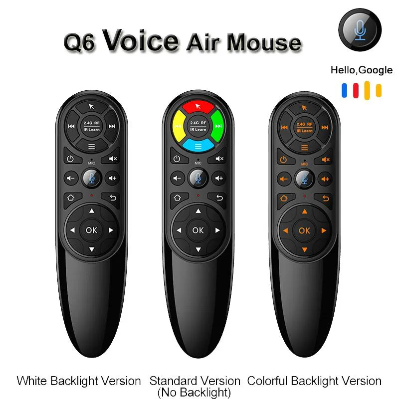 Q6 Pro télécommande vocale 2.4G sans fil Air Mouse Gyroscope IR apprentissage pour Android tv box H96 X96 Max Plus X96 mini