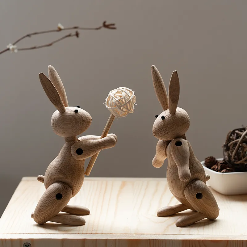 Statuetta Coniglietto Pasquale In Legno 25 Cm – Schiaccianoci A Forma Di Lepre, Decorazione Da Tavolo Per Feste E Regali Originali