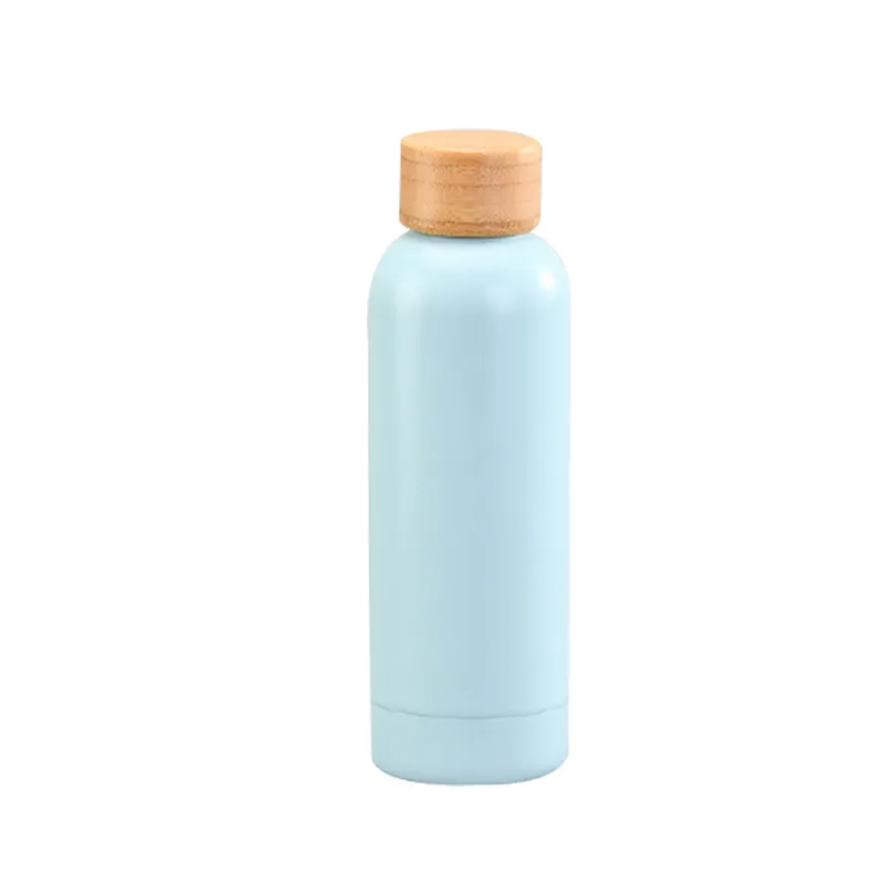 500ml Bamboo Lid Water Bottles Vacuum Insulated Leak-proof Stainless Steel Tumbler for Sports Camping