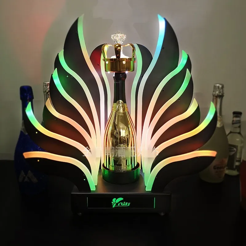 Rechargeable LED Champagne Bottle Presenter – Flashing Colored Light Display Holder For Wine, Whisky, Party & Bar Decor