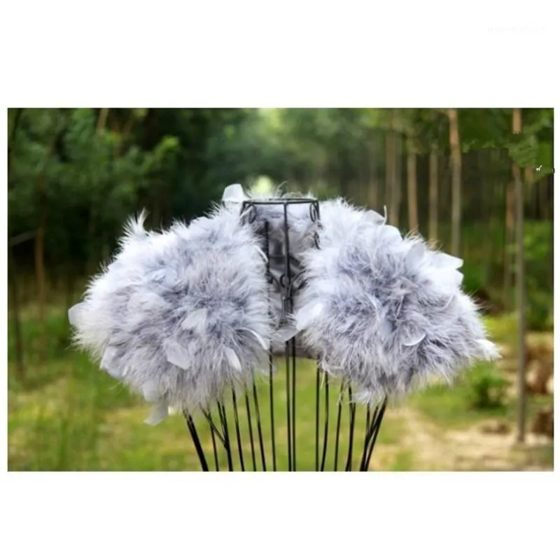 Bufandas Mujeres Fur de boda encogimiento de hombros Real avestruz de plumas Cape Shawly Poncho para la novia S891