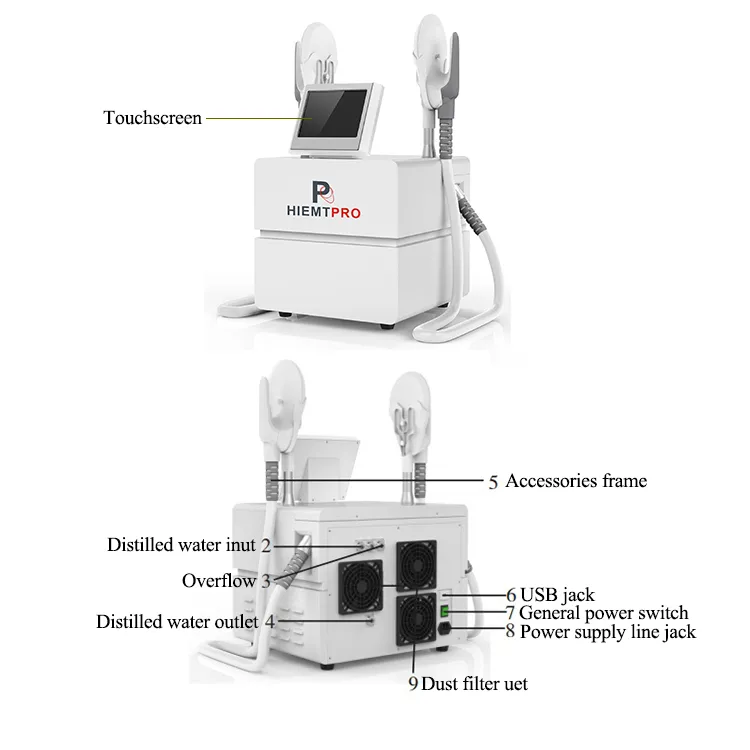 Professionell Factory Body Contouring Treatment Machine för bygger muskler och fettavlägsnande EMS bantningsutrustning Två applikatorer