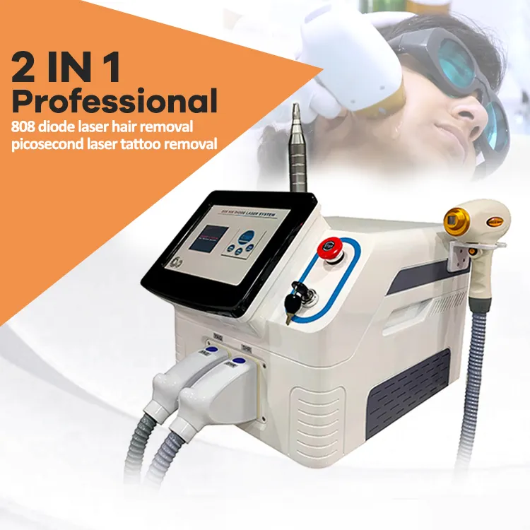 Multi-functional 2 in 1 ND YAG Laser 1064nm532nm Pigment Removal Tattoo Removal  808nm Diode Laser Hair Removal Beauty Device