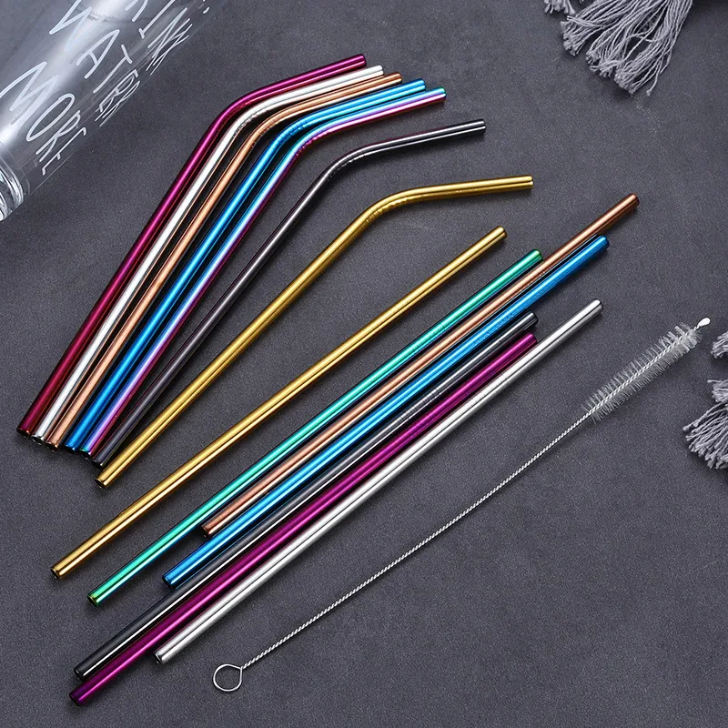 Colorful Reusable Drinking Straw High Quality 304 Stainless Steel Metal Straw with Cleaner Brush For Mugs 20/30oz