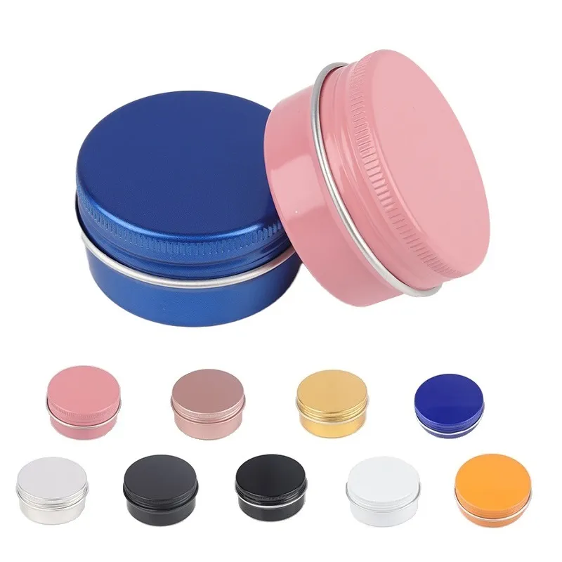 Colorful Aluminum Case Round Lip Balm Tin Storage Jar Containers with Screw Cap for Lip Balm, Cosmetic, Candles or Tea 9 Colors