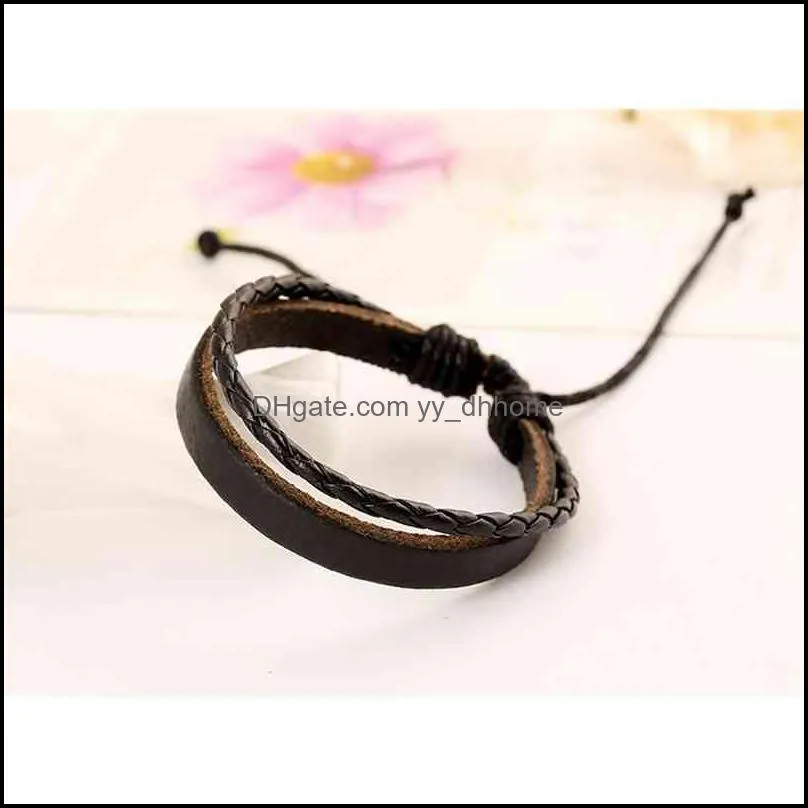 Wholal Fashion Handmade Wristbands Truth Black Adjustable Leather Bracelet For Men