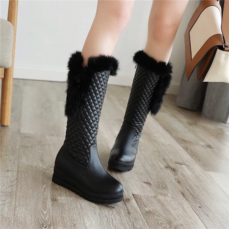 Winter Wedge Snow Girls Winter Boots For Women Low Heel Knee High Girls Winter Boots With Platforms Fur Plush Lining And White Color From Tework 44.56 DHgate.Com