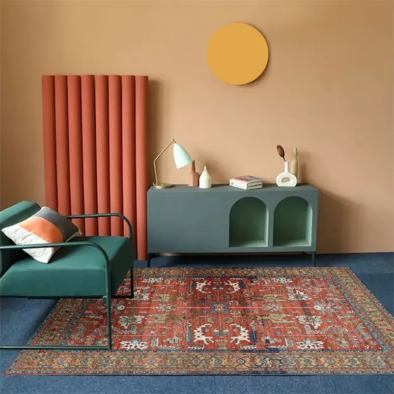 Tapis persan rétro vintage pour salon, chambre à coucher, tapis antidérapant absorbant, tapis ethnique bohème marocain 120 x 160 201225